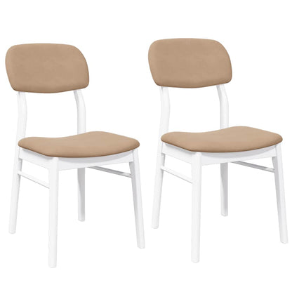 Sedie da Pranzo con Cuscini 2 pz Bianco Legno Massello di Hevea