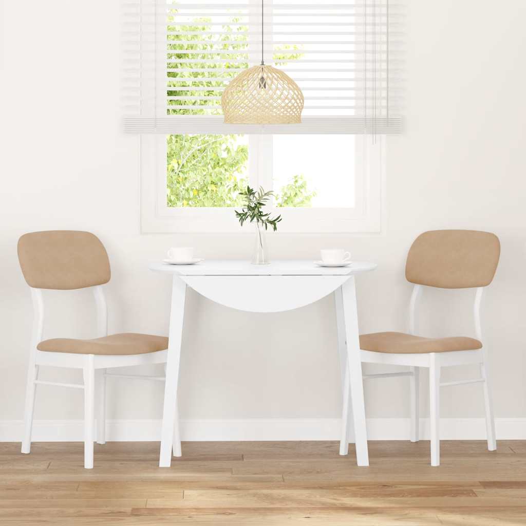 Sedie da Pranzo con Cuscini 2 pz Bianco Legno Massello di Hevea