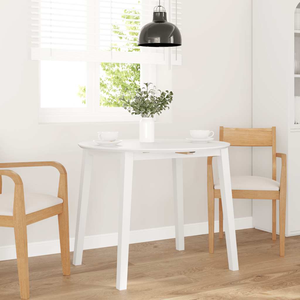 Tavolo da Pranzo Bianco in Legno Massello di Hevea