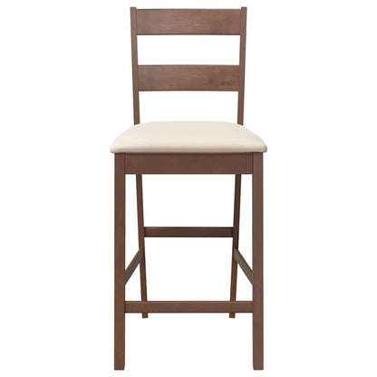 Sgabelli da Bar con Cuscini 2pz Marrone Legno Massello di Hevea