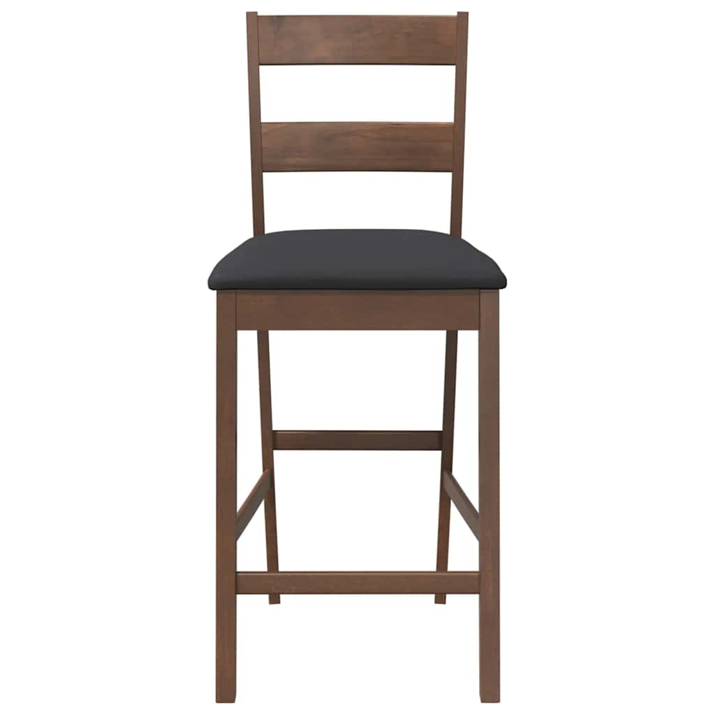 Sgabelli da Bar con Cuscini 2pz Marrone Legno Massello di Hevea