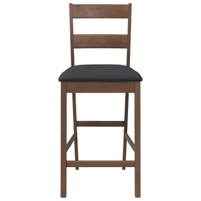 Sgabelli da Bar con Cuscini 2pz Marrone Legno Massello di Hevea