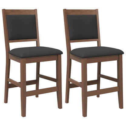 Sgabelli da Bar con Cuscini 2pz Marrone Legno Massello di Hevea