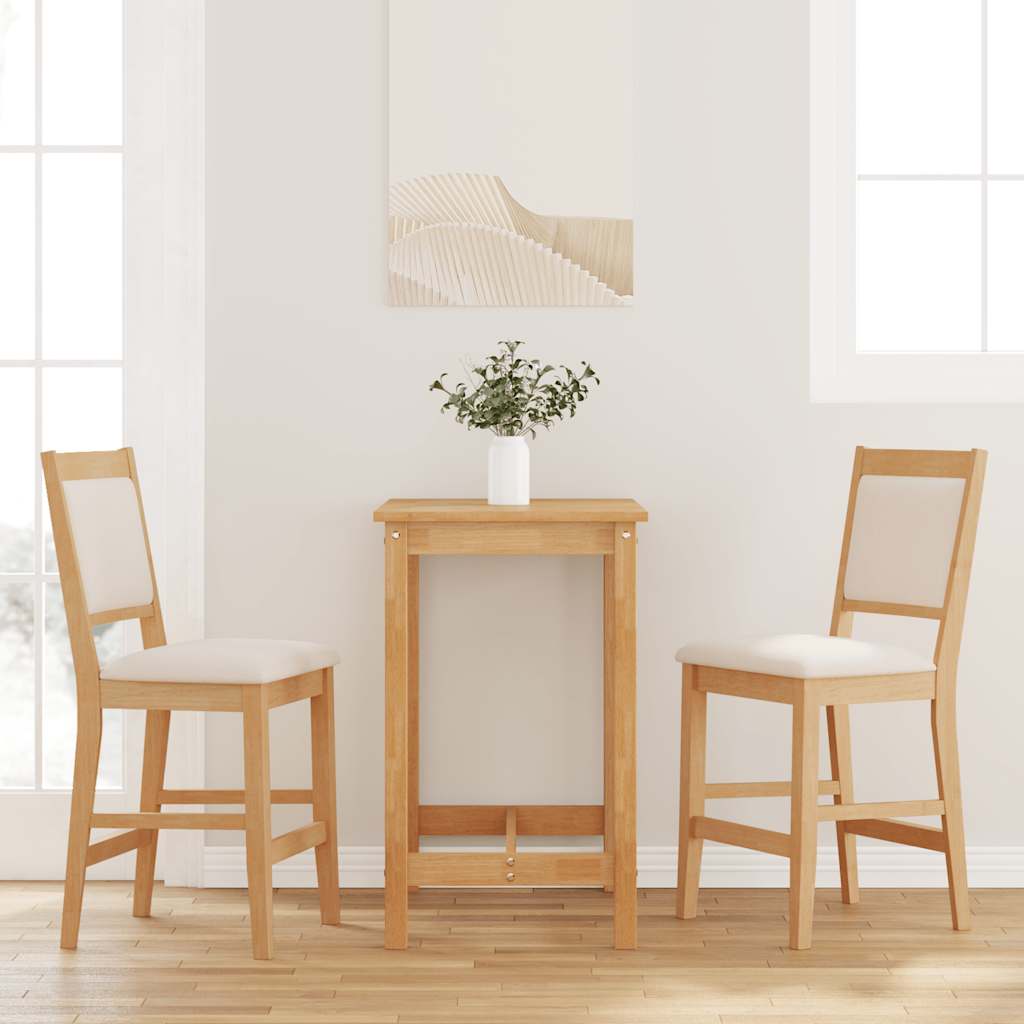 Sgabelli da Bar con Cuscini 2pz Naturale Legno Massello Hevea