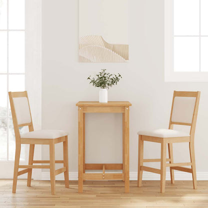 Sgabelli da Bar con Cuscini 2pz Naturale Legno Massello Hevea
