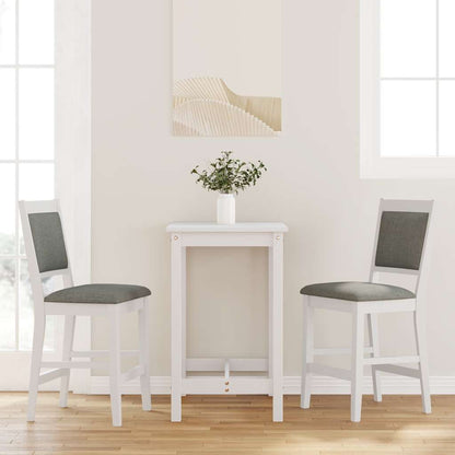Sgabelli da Bar con Cuscini 2 pz Bianco Legno Massello di Hevea