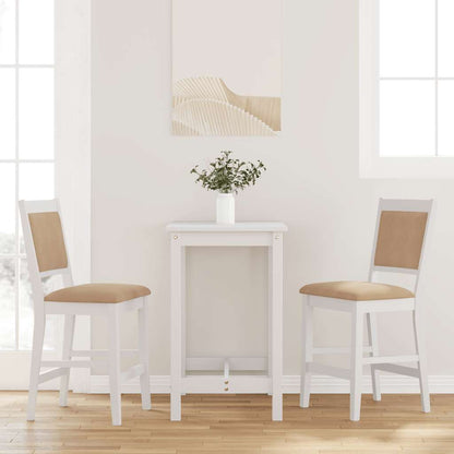 Sgabelli da Bar con Cuscini 2 pz Bianco Legno Massello di Hevea