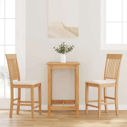 Sgabelli da Bar con Cuscini 2pz Naturale Legno Massello Hevea