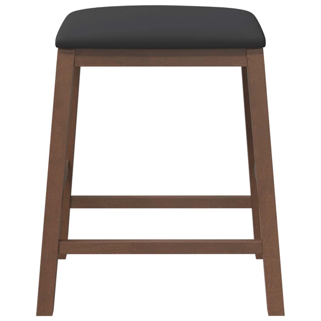 Sedie da Bar con Cuscini 2pz Marrone Legno Massello di Hevea