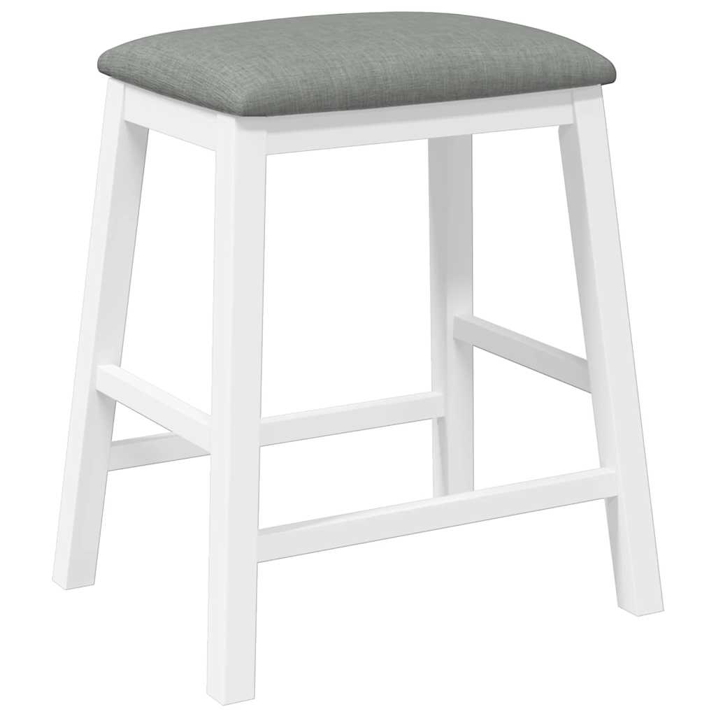 Sedie da Bar con Cuscini 2 pz Bianco Legno Massello di Hevea