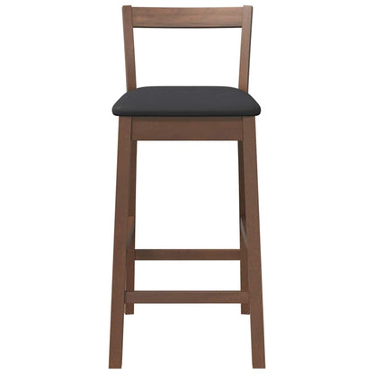 Sgabelli da Bar con Cuscini 2pz Marrone Legno Massello di Hevea