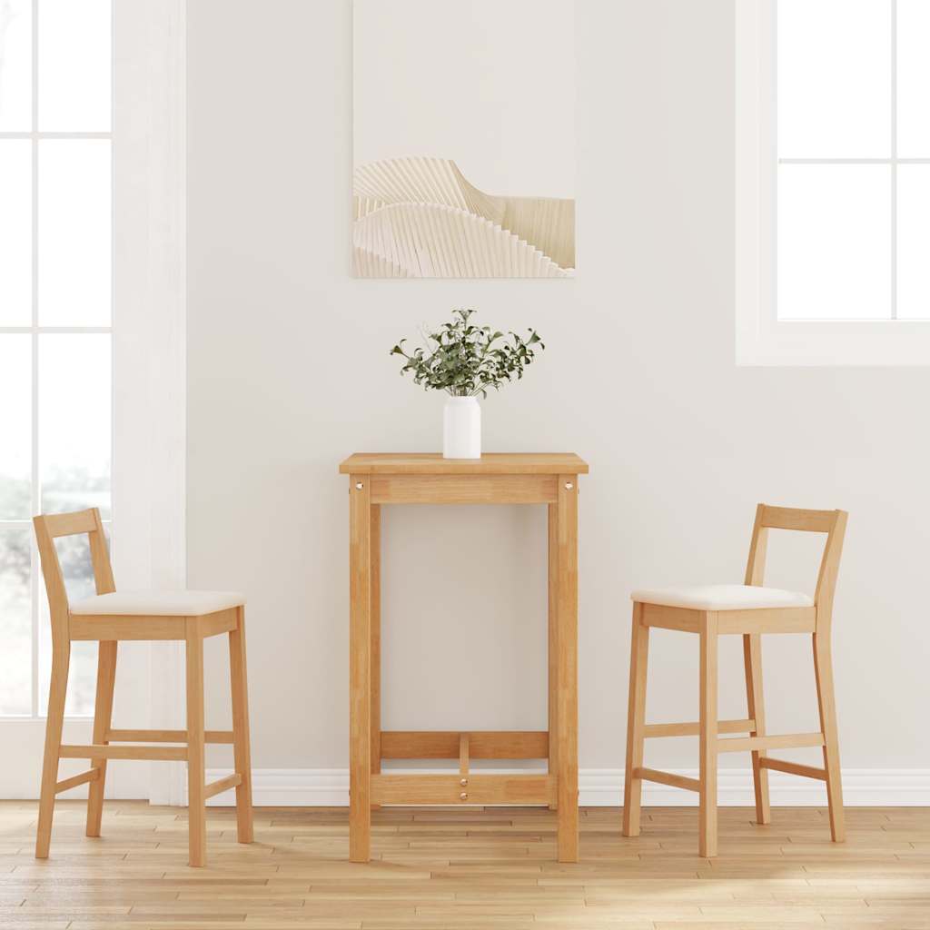 Sgabelli da Bar con Cuscini 2pz Naturale Legno Massello Hevea
