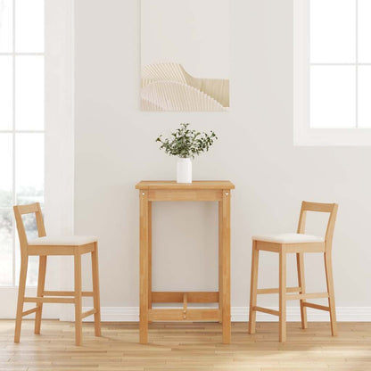 Sgabelli da Bar con Cuscini 2pz Naturale Legno Massello Hevea