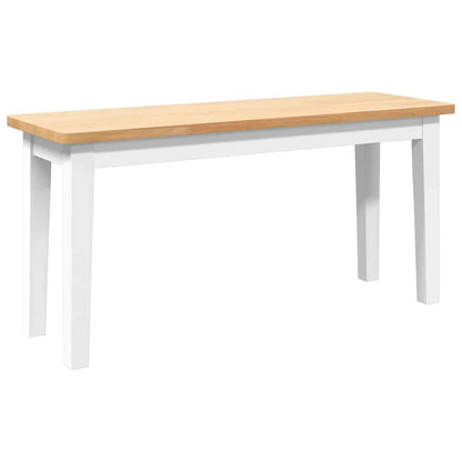 Panca 90 cm Bianco in Legno Massello di Hevea