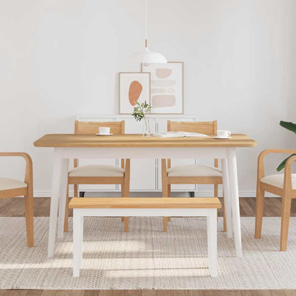 Panca 90 cm Bianco in Legno Massello di Hevea
