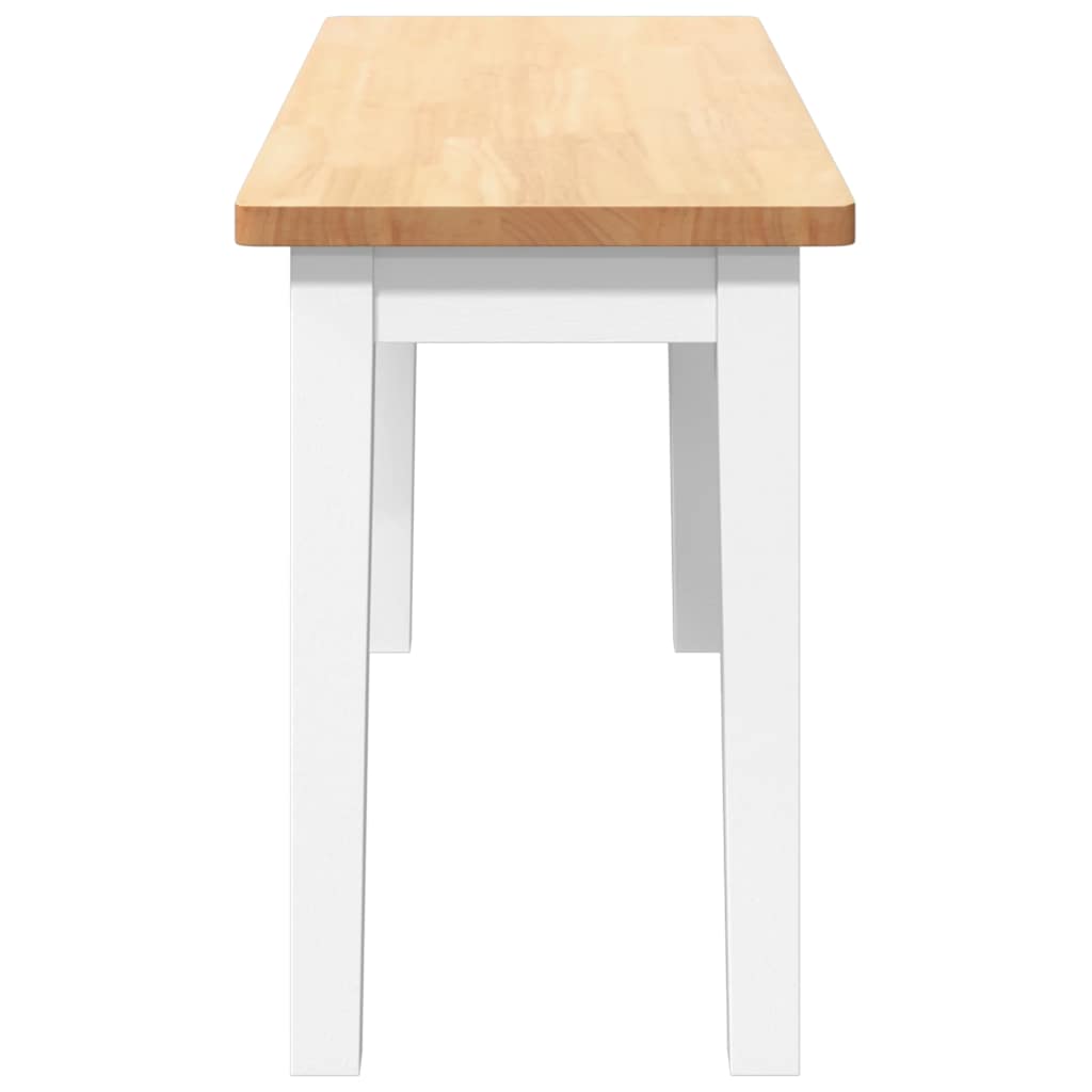 Panca 90 cm Bianco in Legno Massello di Hevea