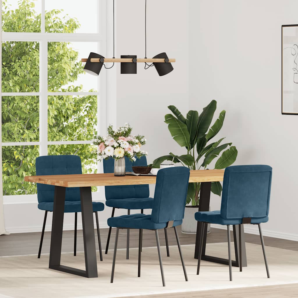 Sedie da Pranzo 4 pz Blu in Velluto