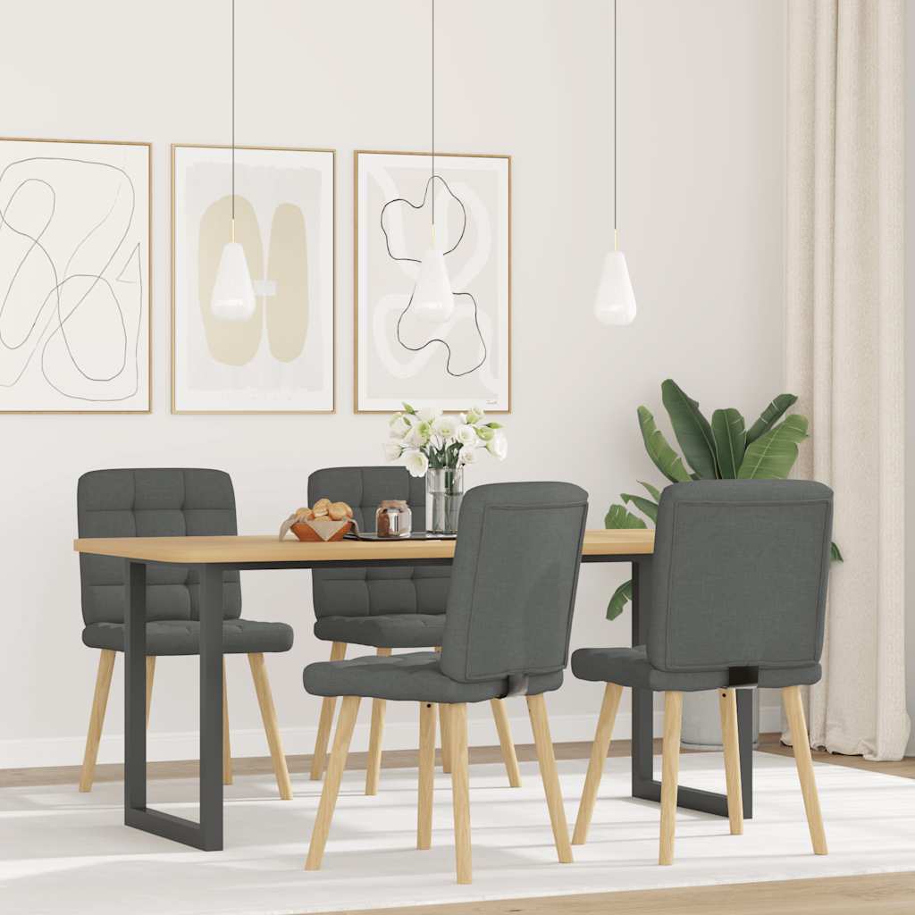 Sedie da Pranzo 4 pz Grigio Scuro in Tessuto