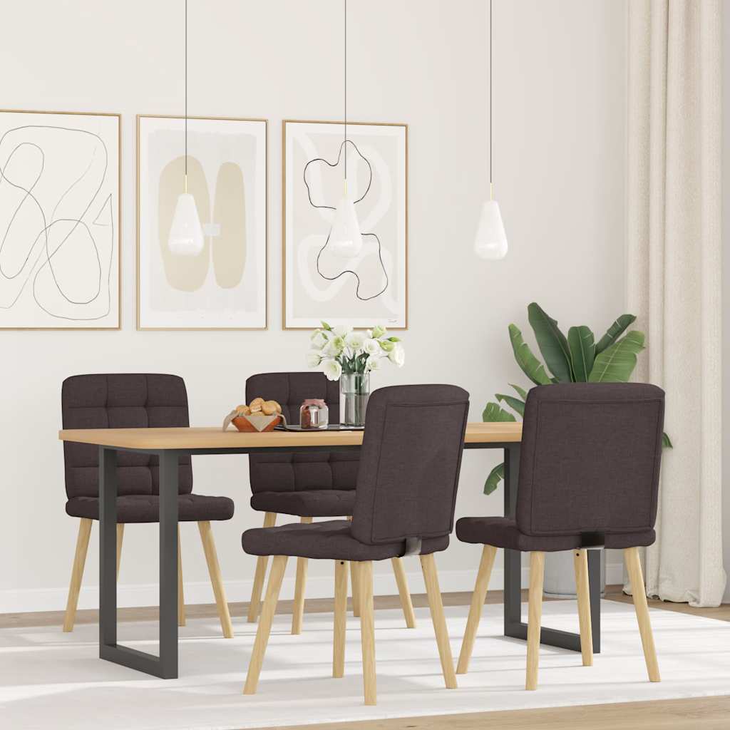 Sedie da Pranzo 4 pz Marrone Scuro in Tessuto
