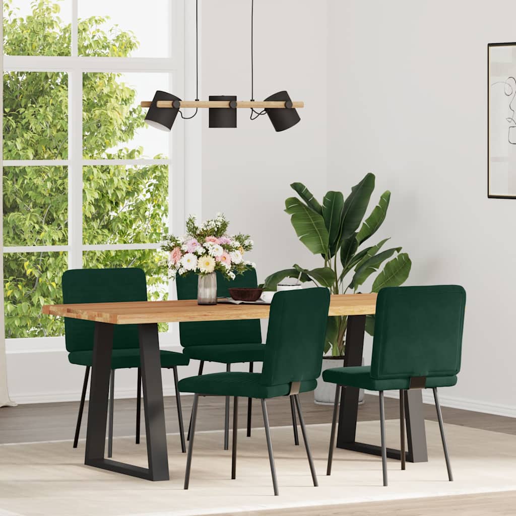 Sedie da Pranzo 4 pz Verde Scuro in Velluto