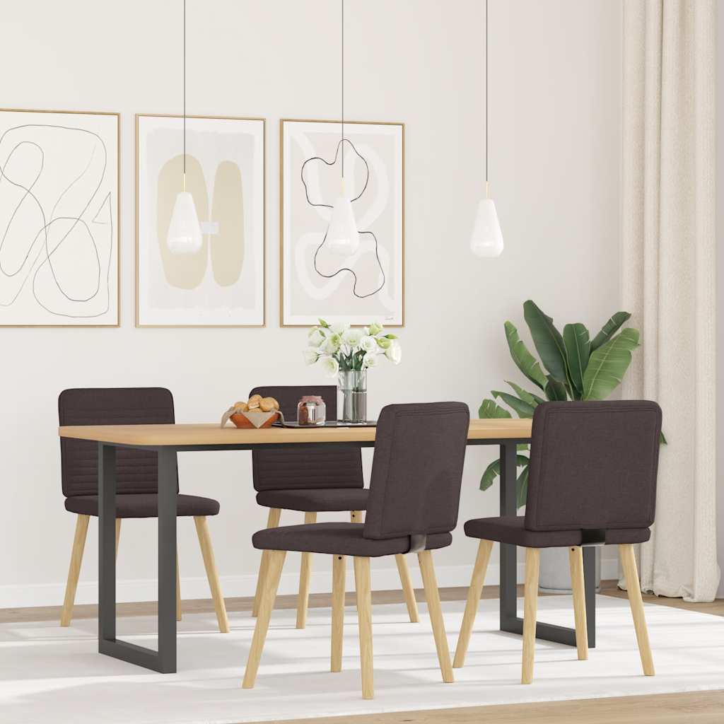 Sedie da Pranzo 4 pz Marrone Scuro in Tessuto