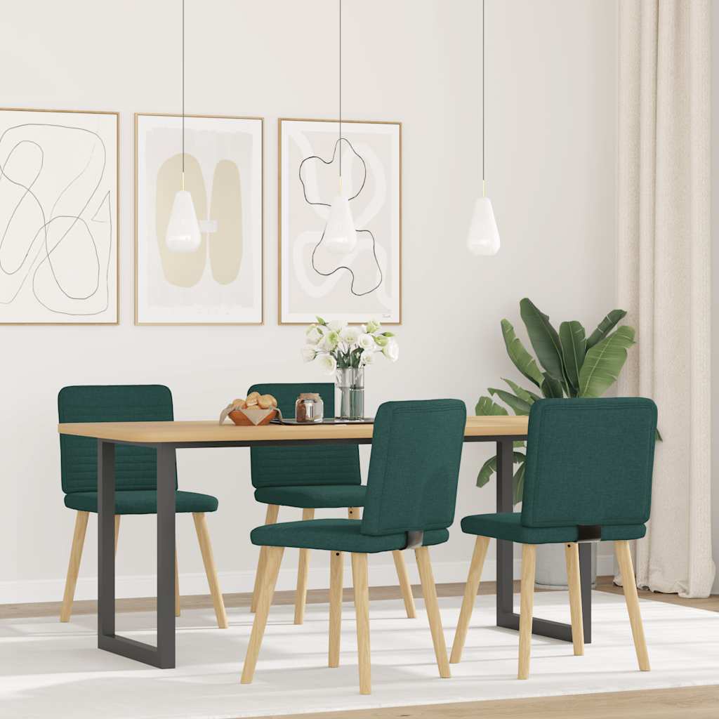 Sedie da Pranzo 4 pz in Tessuto Verde Scuro