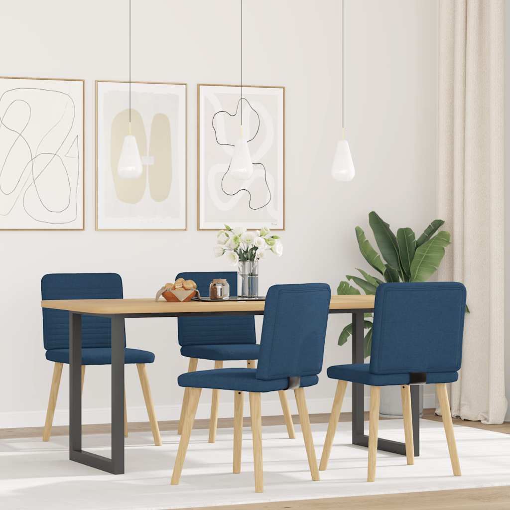 Sedie da Pranzo 4 pz Blu in Tessuto