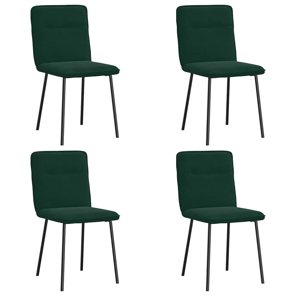Sedie da Pranzo 4 pz Verde Scuro in Velluto