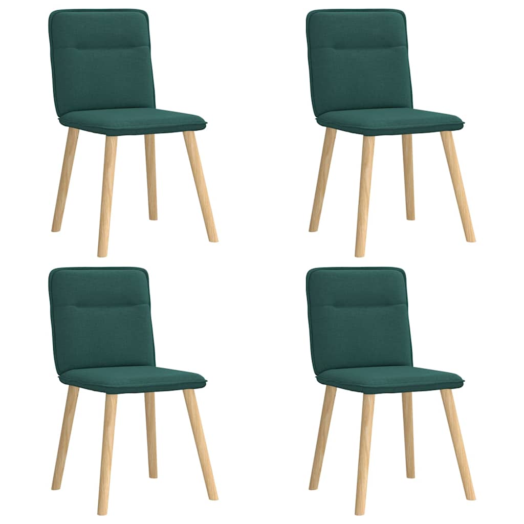 Sedie da Pranzo 4 pz in Tessuto Verde Scuro