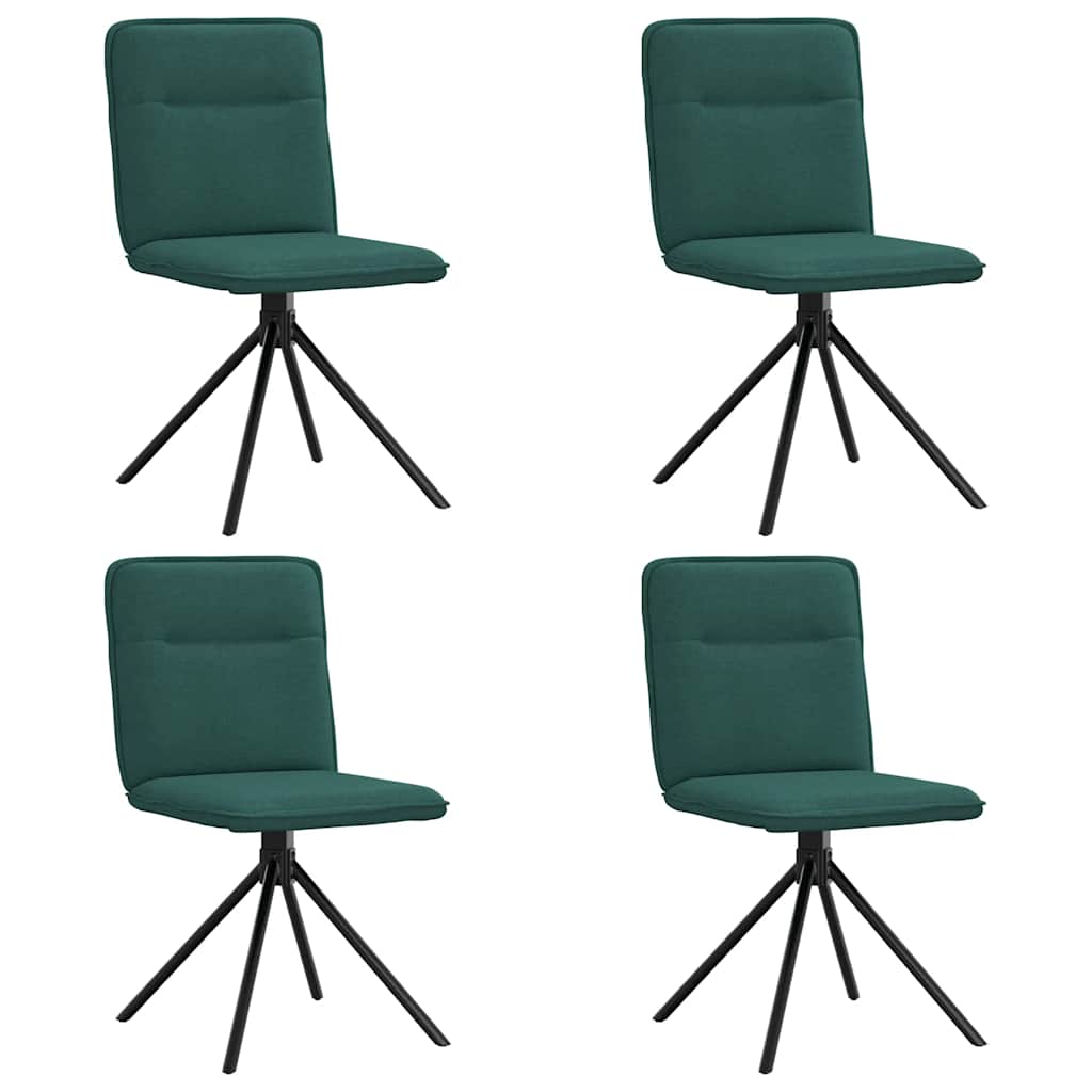 Sedie da Pranzo 4 pz in Tessuto Verde Scuro