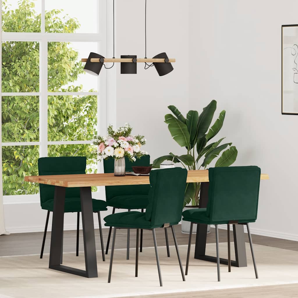 Sedie da Pranzo 4 pz Verde Scuro in Velluto