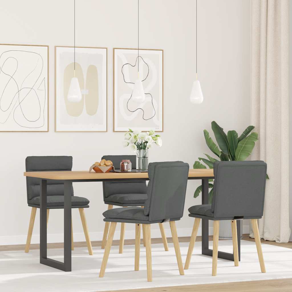 Sedie da Pranzo 4 pz Grigio Scuro in Tessuto