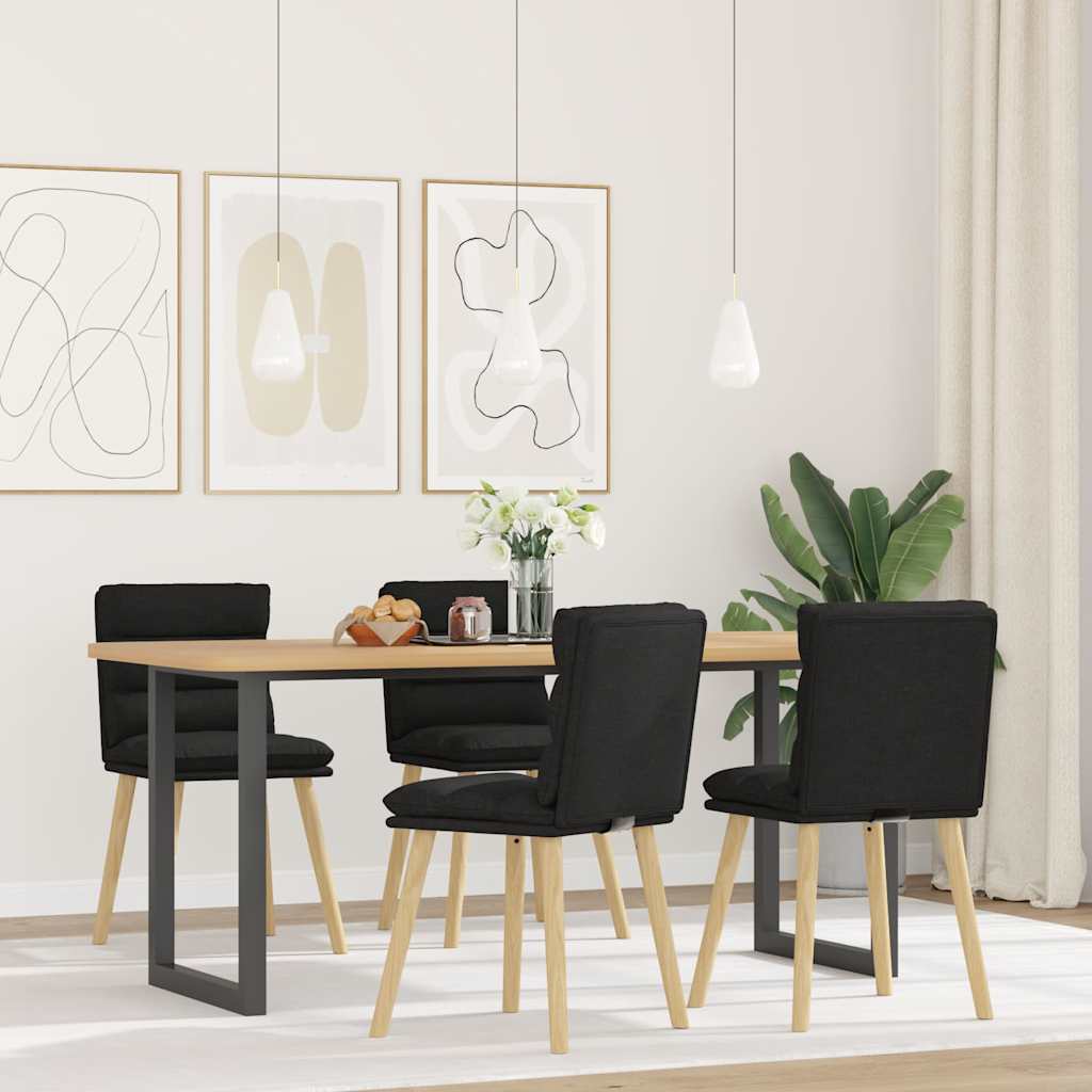 Sedie da Pranzo 4 pz Nere in Tessuto