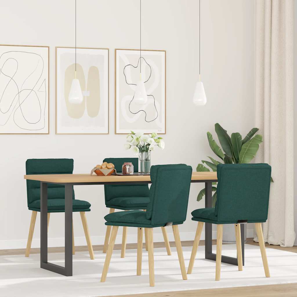 Sedie da Pranzo 4 pz in Tessuto Verde Scuro