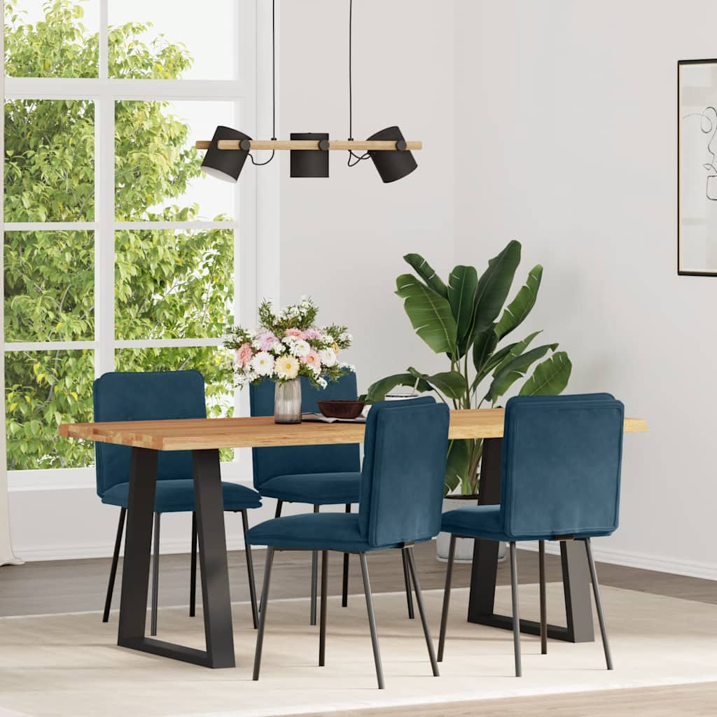 Sedie da Pranzo 4 pz Blu in Velluto