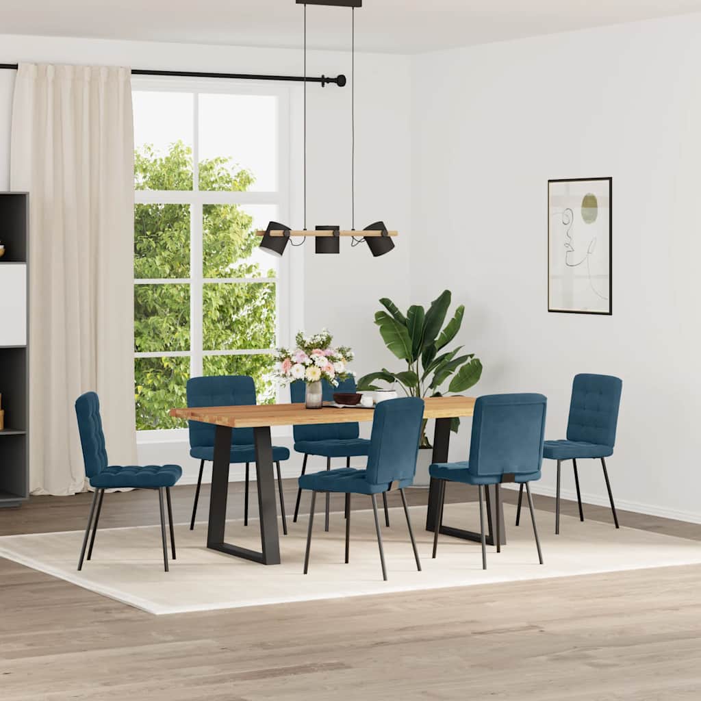 Sedie da Pranzo 6 pz Blu in Velluto