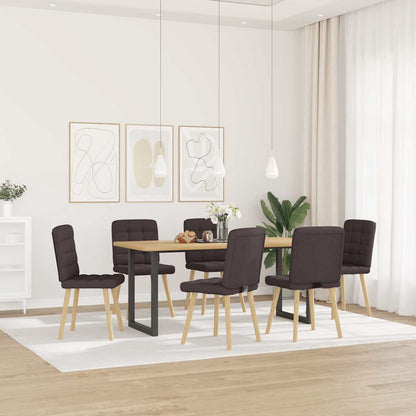 Sedie da Pranzo 6 pz Marrone Scuro in Tessuto