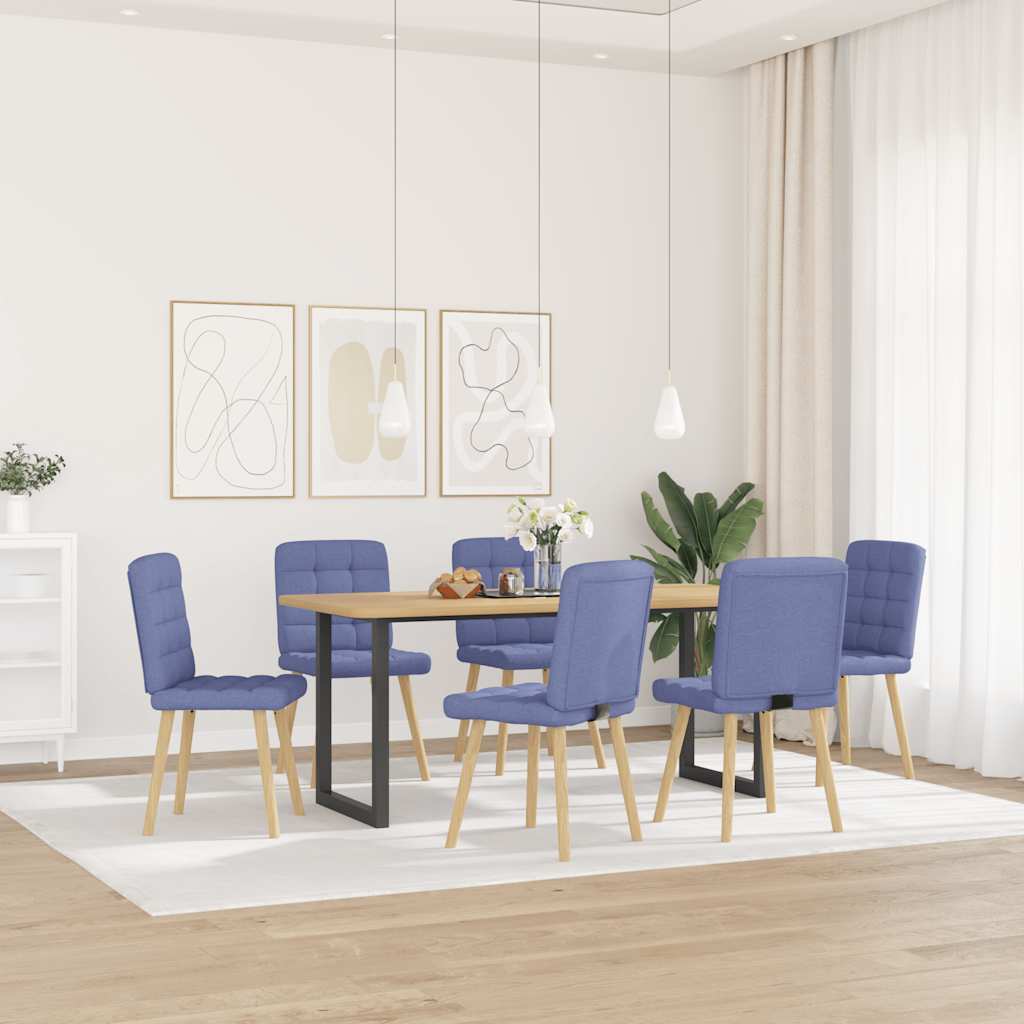 Sedie da Pranzo 6 pz Blu Jeans in Tessuto