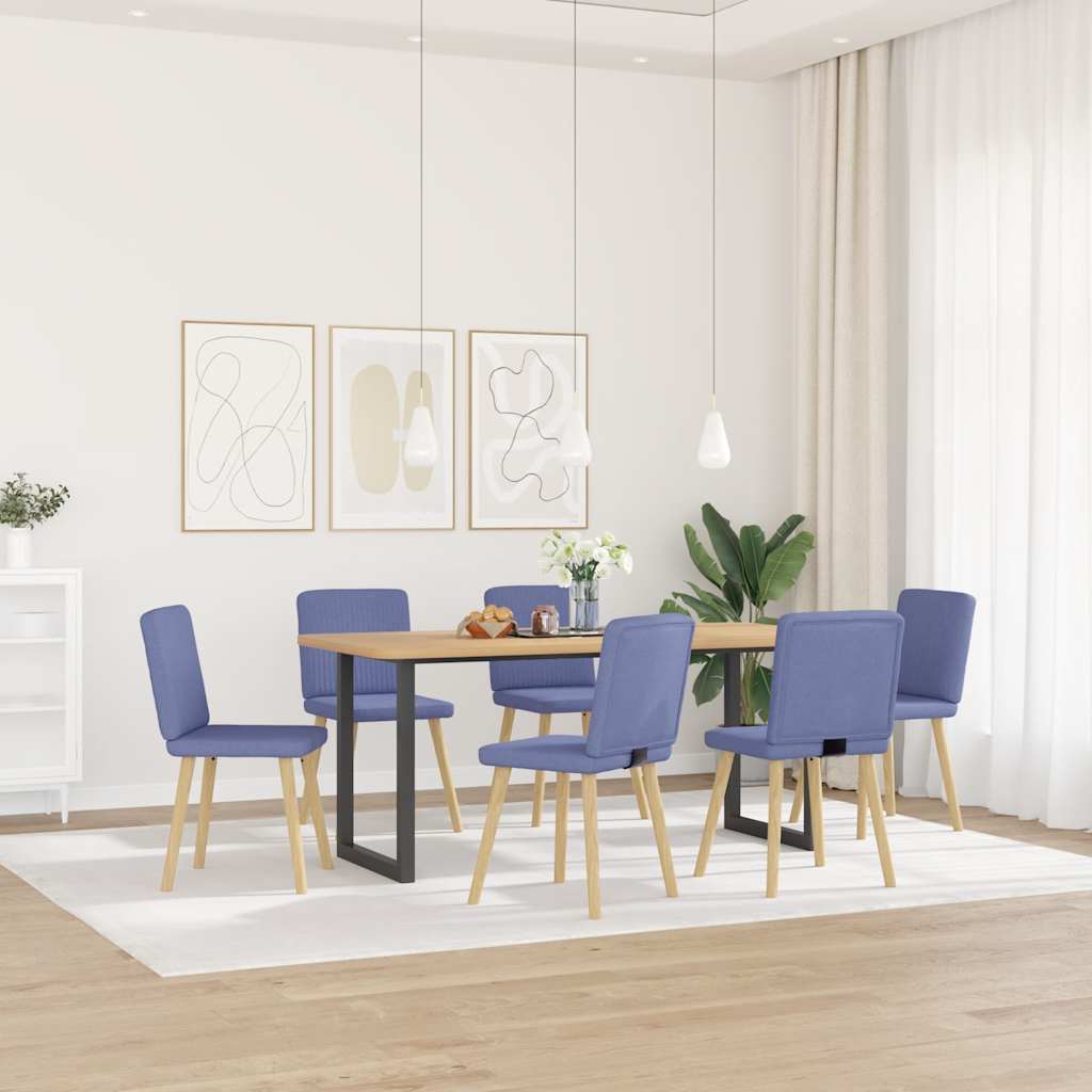 Sedie da Pranzo 6 pz Blu Jeans in Tessuto