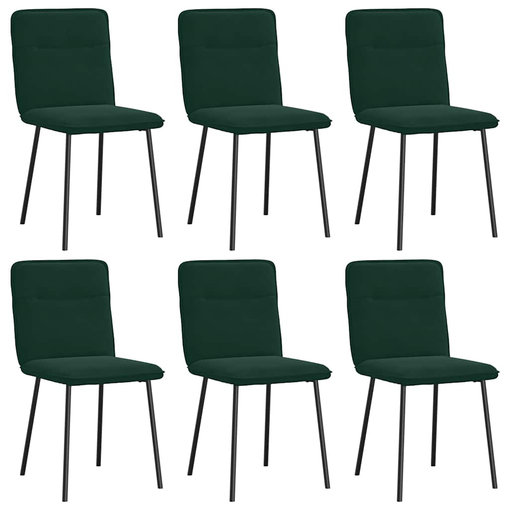 Sedie da Pranzo 6 pz Verde Scuro in Velluto
