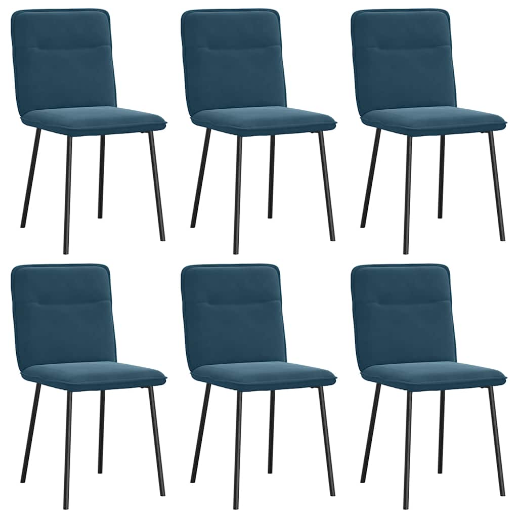 Sedie da Pranzo 6 pz Blu in Velluto