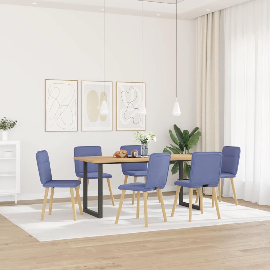 Sedie da Pranzo 6 pz Blu Jeans in Tessuto