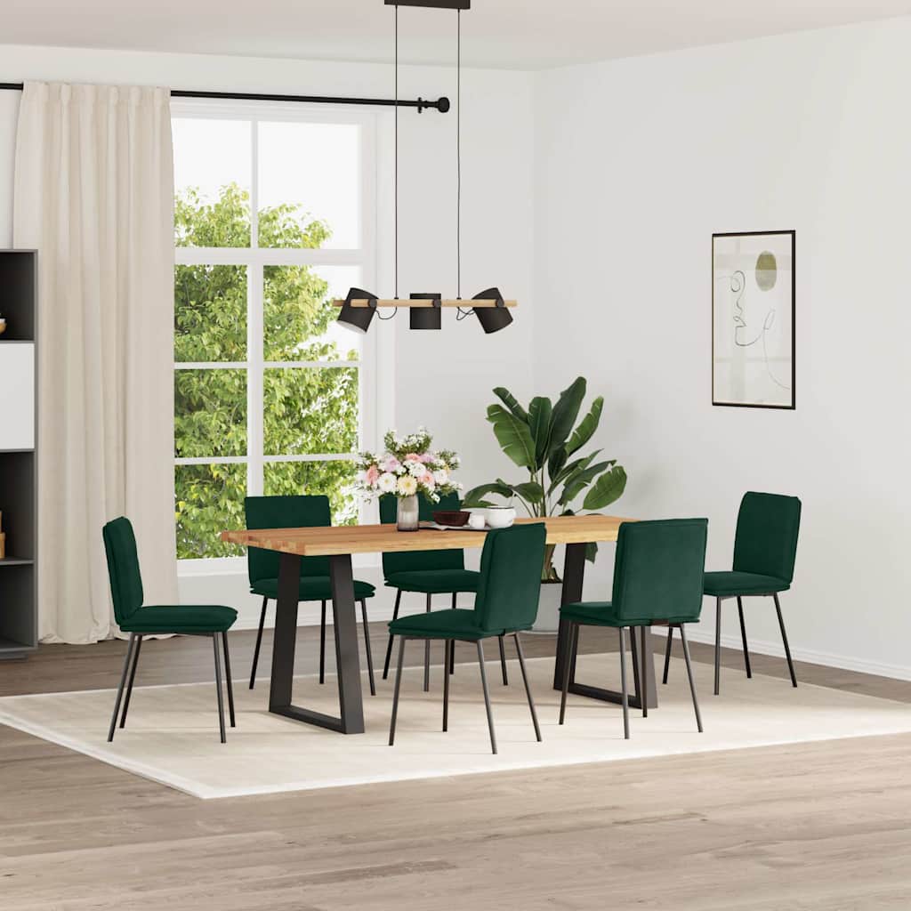 Sedie da Pranzo 6 pz Verde Scuro in Velluto