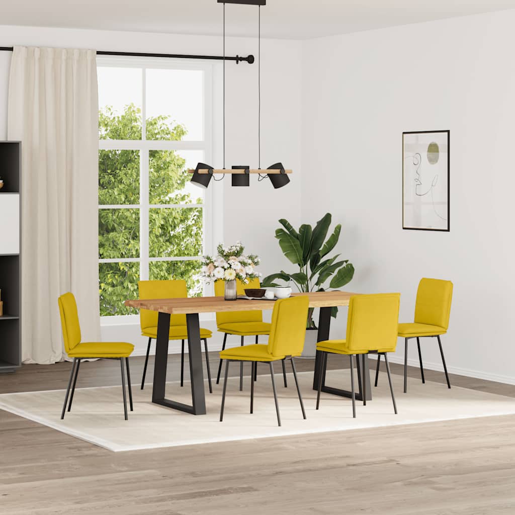 Sedie da Pranzo 6 pz Gialle in Velluto