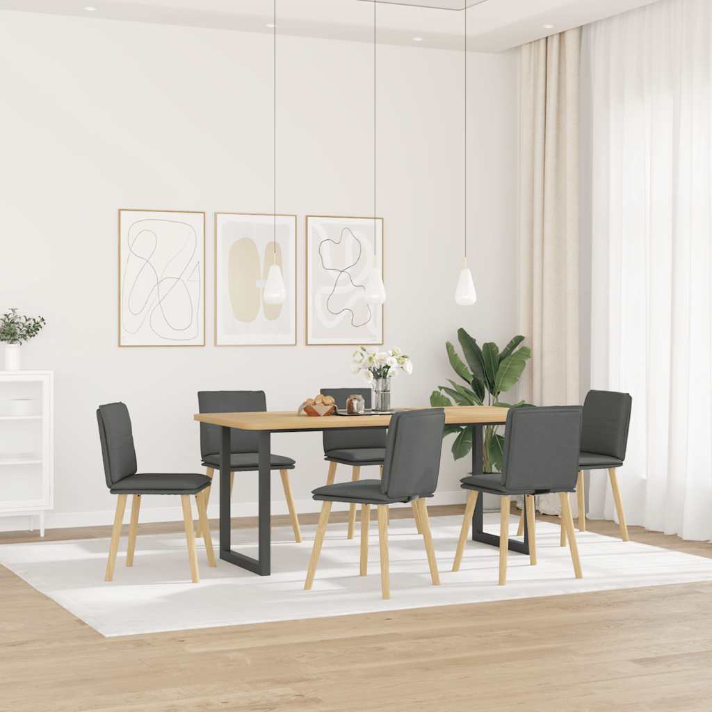 Sedie da Pranzo 6 pz Grigio Scuro in Tessuto