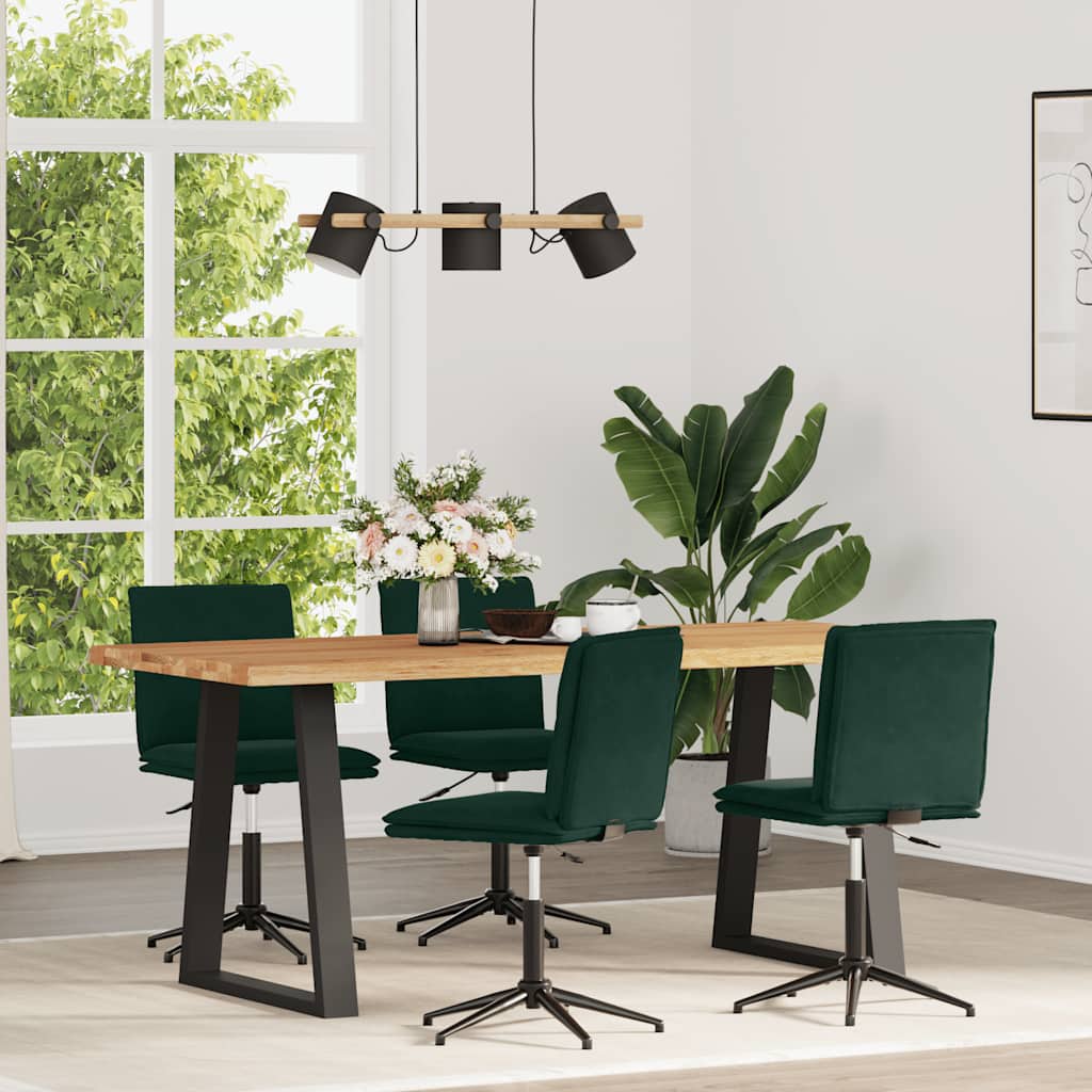 Sedie da Pranzo 4 pz Verde Scuro in Velluto
