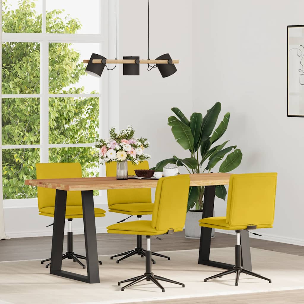 Sedie da Pranzo 4 pz Gialle in Velluto