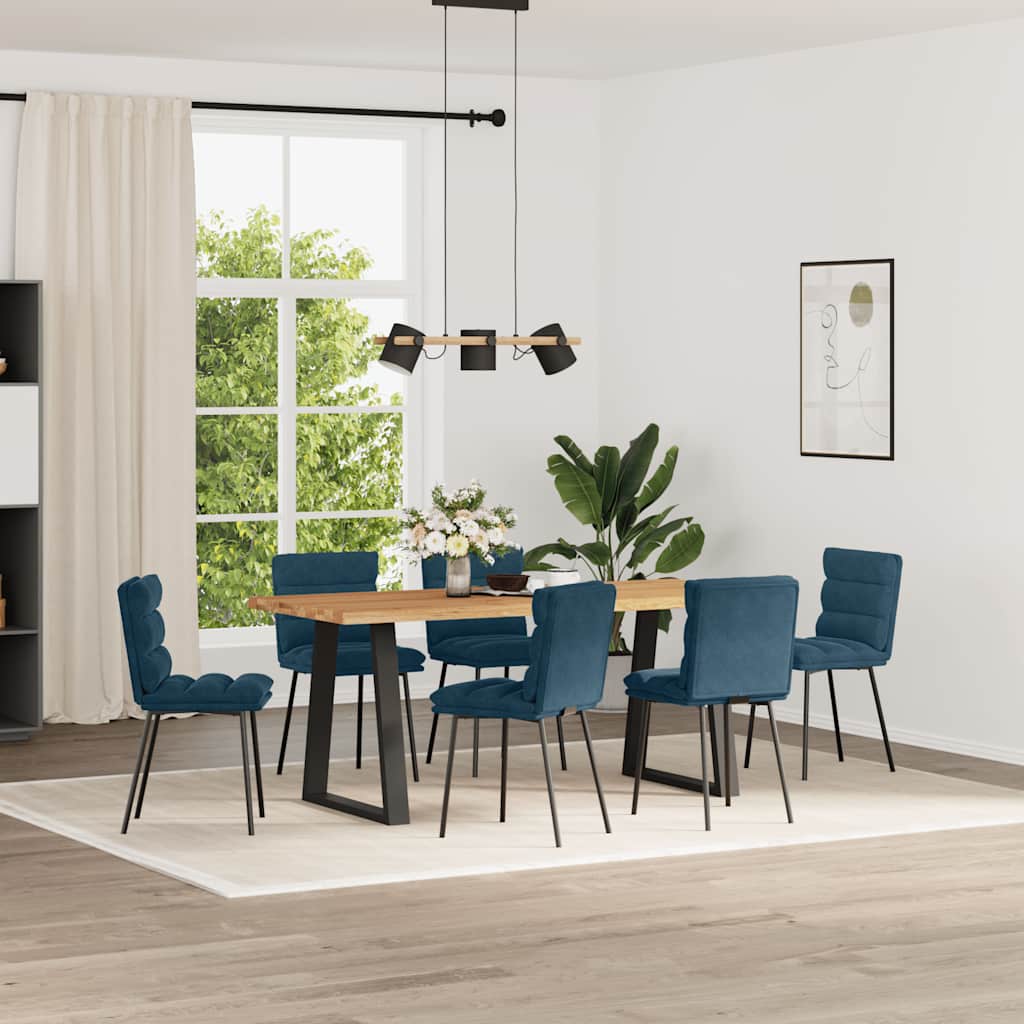 Sedie da Pranzo 6 pz Blu in Velluto