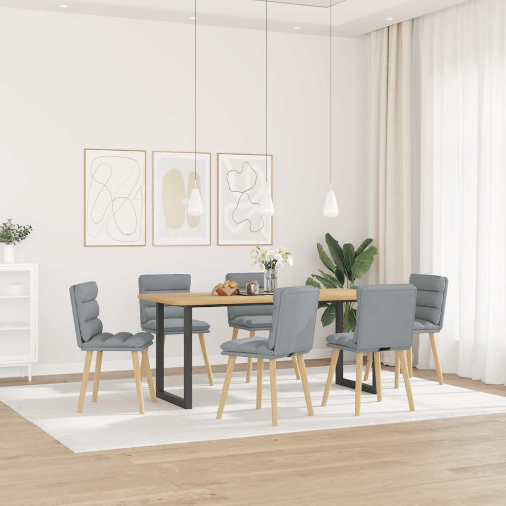 Sedie da Pranzo 6 pz Grigio Chiaro in Tessuto