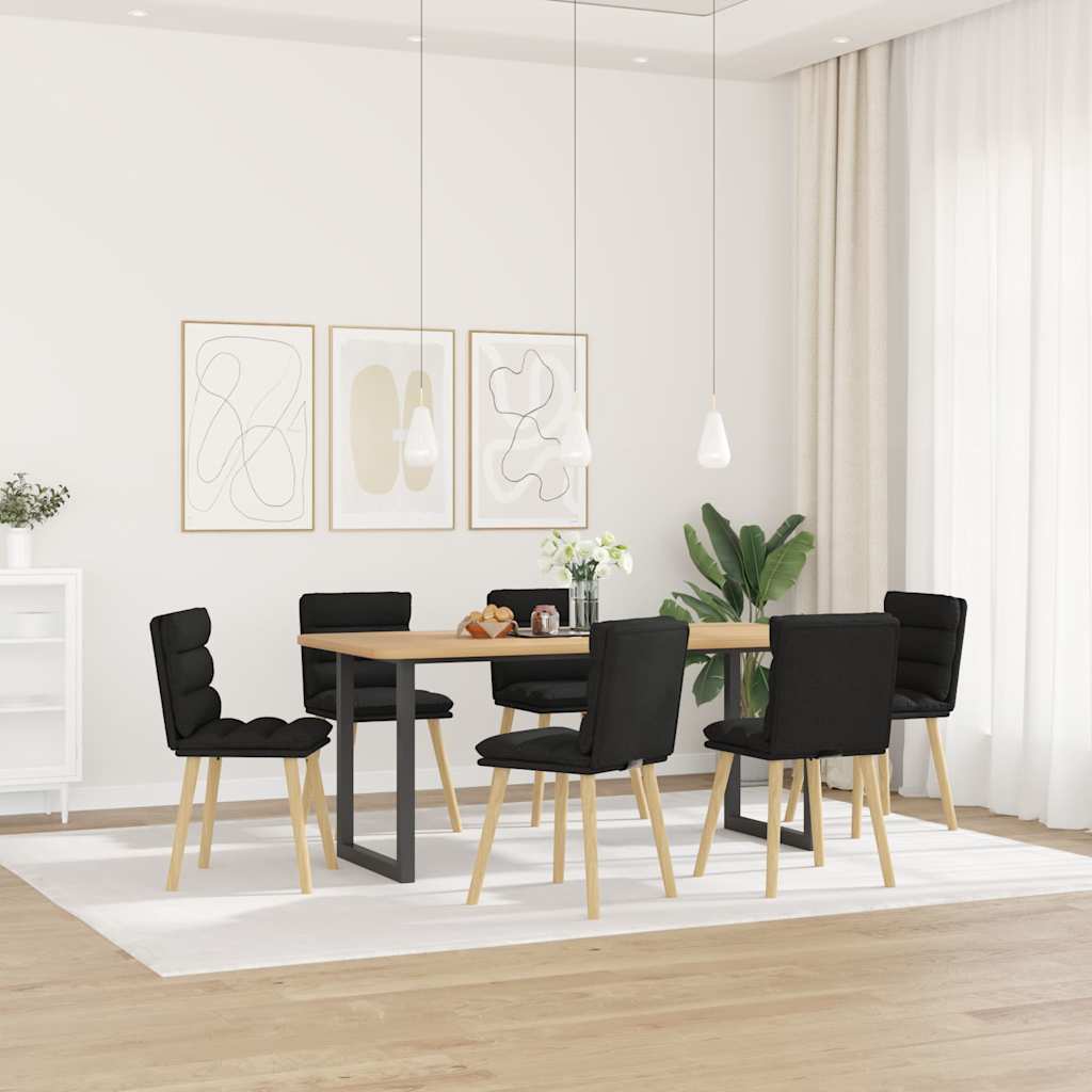 Sedie da Pranzo 6 pz Nere in Tessuto
